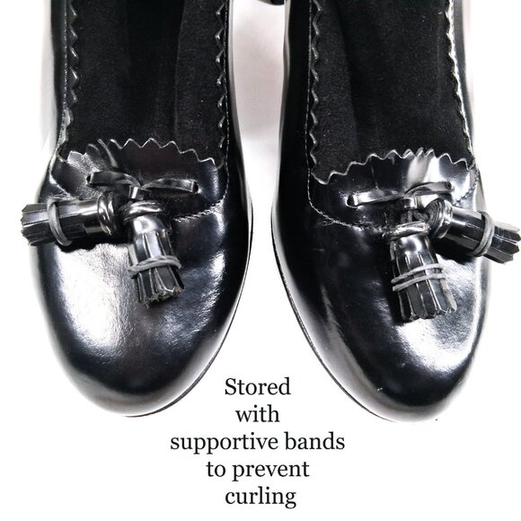 Robert Clergerie Paris Black Leather Sock Boot Heels Tassel Scallop Y2K SZ 7 - Picture 15 of 16